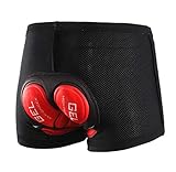X-Labor Unisex 3D Fahrradhose Gel Sitzpolster Atmungsaktiv Radhose Radlerhose Gepolstert Unterhose Mountainbike Kurz Shorts Rot M