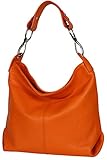 AmbraModa GL033 - Damen echt Ledertasche Handtasche Schultertasche Henkeltasche Beutel (Orange)