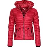 GOKOMO Damen Dick Kurz Steppjacke Winter Freizeit Mantel Elegant Dick Wintermantel Jacke Warm Oberteile Winter Warm Jacke Damen Herbst Stilvoll Mantel Neue Damenbekleidung(XXL,Rot)