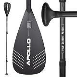 Apollo Carbon Paddel, SUP Paddel, 3-teiliges Paddel für Stand-Up-Paddling, 180-220 cm, Stechpaddel aus Carbon und Fiberglas für Kinder und Erw