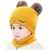 MayJuly Unisex Kinder Beanie Mütze Schlauchschal Set,Winter Gesicht Wickeln Winddicht Winddicht Geeignet Niedlich Mütze Loop Schwarz Weiß Grau Khak