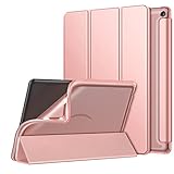 MoKo Hülle Kompatibel mit All-New Kindle Fire HD 10 & Fire HD 10 Plus (11. Generation, 2021 10,1 Zoll, TPU Schutzhülle Auto Schlaf/Wach Funktion Weiche Transluzente Rückseite, Rosag