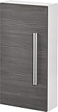 FACKELMANN Hängeschrank Lugano/mit Soft-Close-System/Maße (B x H x T): ca. 35 x 68 x 16 cm/hochwertiger Schrank fürs Bad/Türanschlag Links/Korpus: Weiß/Front: Grau/Breite 35