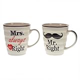 Das 2er Set Mr. Right und Mrs. always Right Kaffeebecher in Geschenkverpackung von Out of the b