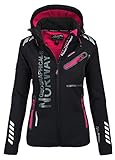 Geographical Norway Damen Softshell Funktions Outdoor Regen Jacke Sport (XXL, Schwarz)