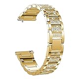 OWZSAN Damenuhren 22mm 20mm Frauen Armband 3 Band 41mm 45mm 42mm 46mm Active 2 1 Metall Diamantarmband Mode Armband Gürtel Leder-Metall-Edelstahl-Armbänder (Color : Gold, Größe : 22mm)