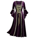 SHIZUANYUE Damen Mittelalter Kleid Renaissance Gothic Retro Celtic Frauen Kleider Party Cosplay Kostüm Prinzessin Kleider Langarm Ballkleider Bodenlangen Steampunk Karneval Fasching Halloween Kleidung