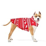 Hundepullover für kleine Hunde, weiche Weste, für Welpen, Kätzchen, Winterkleidung, warme Jacke, Mantel, kaltes Wetter, Kleidung, Haustier-Pyjama, warmes T-Shirt mit Geschirrloch, Rot, Größe L (US)