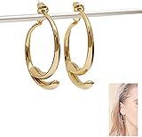 Einfache Gebogene Ohrringe, Bogenohrringe, Einfache Gebogene Ohrringe FüR Frauen MäDchen Draht Baumeln Hoop Gebogene Ohrstecker UnregelmäßIge Threader Circle Statement Hoops (Silber)