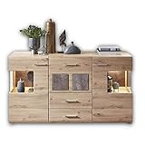 Stella Trading SPIDER PLUS Sideboard in Artisan-Eiche Optik, Caspio - Moderne & ausdrucksstarke Kommode für Ihren Wohnbereich, 170 x 94 x 42 cm (B/H/T)