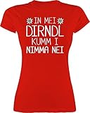 Kompatibel mit Oktoberfest Damen Trachtenshirt - In MEI Dirndl kumm i nimma nei weiß - XL - Rot - MEI Dirndl Tshirt - L191 - Tailliertes Tshirt für Damen und Frauen T-S