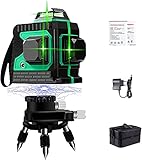 3D Kreuzlinienlase Grün - Laser Level Laserlinie Kreuzlinienlaser 3 x 360 Grüner Laserpegel Selbstausgleichende Strahl 3D 12 Linien IP 54 Staub Wasserschutz Linienlaser Vertikale und Horizontale L
