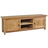 TV-Schrank 120 x 30 x 40 cm Teak-Massivholz, TV-Regal, Fernsehtisch, Wohnzimmer, Büro, Holzopti, mit Mit 2 Schrankfächern und 2 offenen F