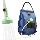 Campingdusche Solardusche 20L Duschsack Solar Heizung Camping Dusche Tasche mit Duschkopf & On-Off Switchable, Gartendusche Pooldusche Warmwasser Shower, Outdoor Camping Wandern Wassersack (Navy blau)