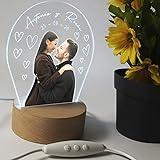 Oh! My Neon Personalisierte LED-Lampe, mit Ihrem Foto, Laser-Aufnahme, LED-Acryl, Hochzeit, Party, Geburtstag, Romantisches Licht (Farbe Holzbasis)