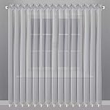 Schöne Fertiggardine für 150-300cm breite Fenster Gardine aus Voile mit Faltenband Kräuselband Weiß 150x400 cm LB-80 (250 x 400 cm)