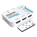 TESmart 5x1 HDMI Switch 5 In 1 Out Switcher 5 Port HDMI-Umschalter unterstützt 4K@30Hz,Full HD, 1080P,3D mit IR-Fernbedienung und ARC-Funktion für Xbox 360/One,PS4/PS3 usw.-Weiß