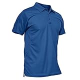 KEFITEVD Kurzarm Poloshirt Herren Outdoor Funktionsshirt Quick Dry Atmungsaktiv Sommer Tshirt Angeln Wandern Jersey Shirt Casual Freizeitshirt Königsblau L