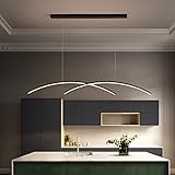 LED Pendelleuchte Esstisch Hängelampe Wohnzimmer Küche Hängeleuchte Esszimmer Büro Hänge Lampe Höhenverstellbar, 28W Modern Design Acryl-schirm für Schlafzimmer Leuchte L90cm (Schwarz, Dimmbar)