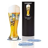 RITZENHOFF Weizen Weizenbierglas von Martina Schlenke, aus Kristallglas, 500 ml, mit fünf Bierdeck