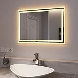 EMKE LED Badspiegel 40x60cm Badspiegel mit Beleuchtung Warmweiß Lichtspiegel Badezimmerspiegel Wandspieg