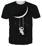 Belovecol Fun Tshirt Herren Druck 3D T-Shirt Sommer Schwarz Sommer T Shirts, Black Space, M