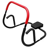 ECD Germany Bauchtrainer AB Trainer mit Kissen für Crunches und Liegestütze - Schwarz/Rot - 50x71x50 cm - Bauchmuskeltrainer AB Roller Fitnessgerät Rückentrainer Sixpack Fitness Trainer für Sit-Up