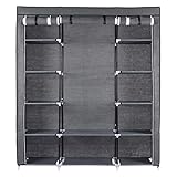 Ribelli Kleiderschrank Stoffschrank Faltschrank Stoffkleiderschrank Vlies grau schwarz 6 & 12 Fächer, Farbe:grau, Art:12 F