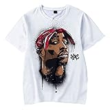 LIZCX Rap 2Pac T-Shirt Herren Und Damen Hip-Hop 3D Kurzarm Casual Street Style Große Größe Tupac Bedrucktes Oberteil (XXS-4XL)