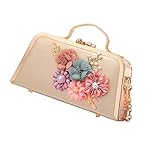 Abendtasche für Damen, Blumenmuster, Clutch, Geldbörse, Abendtasche, Hochzeit, Cocktailkleid, Abschlussball, Clutch, Banketttasche, gold, Einheitsgröß