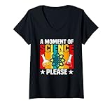 Damen A Moment Of Science Please cooler Wortwitz T-Shirt mit V