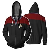 Versacec Herren Kapuzenpullover Star Trek 3D bedruckter Kapuzenpullover Reißverschluss-Jersey Lässiger Hoodie Outdoor-Sweatshirt,C,S