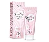 BEAUTY GLAM - Rose Clay Mask - Klärende, porenverfeinernde rosa Heilerde Maske für das Gesicht, gegen unreine Haut - Vegan, silikonfrei, ohne Farbstoffe, Made in Germany- 100