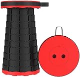 Tragbarer Klapphocker Faltbar, Campinghocke Tragfähigkeit 180kg, Teleskophocker Höhenverstellbar für Outdoor-Camping Reisen Picknick Garten Grillen Fischen W
