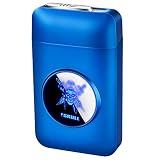 Zigarettenetui mit LED-Grafik für Zigarettenanzünder, elektrisch, kreativ, Plasma-Bogen, USB-Feuerzeug und Zigaretten-Box (korsairblau)