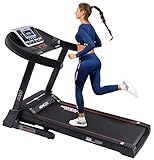 Miweba Sports elektrisches Laufband HT5000 - Incline bis 15% - Große Lauffläche – 3,5 PS - 18 km/h - 12 Laufprogramme - Innovatives Dämpfungssystem – Klappbar (Schwarz)