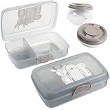 Brotdosen Kinder 3friends, 2 Stück+2 Schraubdeckeldosen, Lunchboxen mit 3 Trennfächern und Clickverschluss, ohne BPA+Weichmacher, 100% recycleb