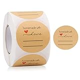 500 Stück Kraftpapier Aufkleber, 5 cm Runde Etiketten, Selbstklebender Sticker für Gläser, Marmeladen, Geschenktüten, Briefumschlag, Hochzeit, Thanksgiving