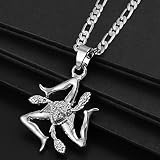 QWJYREMN Damen Halskette,Sizilien Italien Städte Flagge Anhänger Halsketten Männer Frauen,Gold Farbe Italienisch Sicilia Schmuck Geschenke,Silber Farbe,60Cm Dü