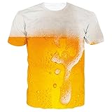 Rave on Friday Herren T Shirt Aufdruck Rundhals Tee Hemd mit kurzen Ärmeln Lässige T-Shirt Gelb Bier M