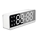 ist Präfekt für Streaming / Podcasting / Gaming Wireless Bluetooth-Lautsprecher-Wecker LCD Zeige Home Soundbar-Spiegel FM Radio TF. Kartenstereo-Lautsprecher-Subwoofer ( Color : White )