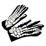 EROSPA® Skelett / Skeleton / Knochen Handschuhe Kurz - Damen / Herren - Karneval / Fasching / Halloween - 1 Paar - Schwarz / Weiß