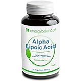 EnergyBalance Alpha-Liponsäure - Kapseln mit Antioxidantien - Thioctsäure - für Vegetarier - Vegan, Glutenfrei - 90 VegeCaps à 600 mg