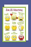 20 Geburtstag Karte Grußkarte Humor Smily Foliendruck 16x11cm Plus 4 Stick