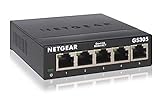NETGEAR GS305 LAN Switch 5 Port Netzwerk Switch (Plug-and-Play Gigabit Switch LAN Splitter, LAN Verteiler, Ethernet Hub lüfterlos, robustes Metallgehäuse), Schw