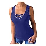 Sexy Damenweste mit Kreuzschlitz, ohne Brust und ärmellos, Sommer, lässig, Farbblock, seitlicher Schlitz, Sport-T-Shirt, Sport, Fitness, Yoga, Fitnessstudio, Workout, blau, XXL