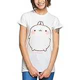 Molang Damen T-Shirt Smile Back und Front Baumwolle weiß - L