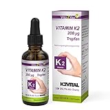 Vitamin K2 Tropfen - 200µg - 50ml - 1700 Tropfen - K2VITAL - Menaquinon MK-7 natürlichen Ursprungs - 99,7% All-Trans - MCT-Öl - Premium Q