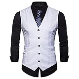 DaDuo Weste Herren Slim Fit V Ausschnitt Einfarbig Ärmellos Jacke Herren Einfachheit Mode Britischer Stil Anzüge Weste Herren Business Gastgeber Bankett Lassig Weste Herren Senden Kraw