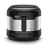 Tefal Uno M Fritteuse FF215D | 1600 Watt | Kapazität: 1 kg | Einstellbares Thermostat | Sichtfenster | Abtropfposition | Edelstahl/Schw